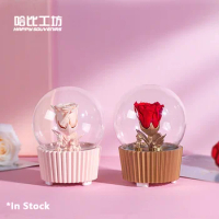 Custom resin Musical Box Little Prince Preserved Flower Snow Globe Festival Gifts and Decoration snow globe