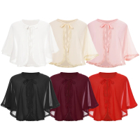 Yartina áo cho bé gái tay ngắn, ren trong suốt buộc dây, khăn choàng/áo khoác mỏng (bolero), cardiga