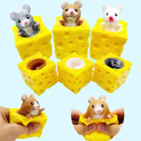 Mouse Squishy Toy Cheese Stress Ball Squishy Rat Squeeze Cheese Fidgets Squishy Mice Toy Stress Novelty Toy for ADHD ADD OCD