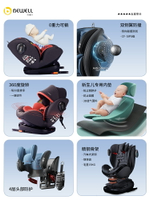 Bewell汽車用兒童安全座椅嬰兒寶寶車載360度旋轉坐椅0-12歲可躺