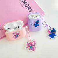 Case for Airpods 1 2 3 Pro Pro2 Cover Earphone Cases Headphone Protective Soft Funda with Pendant Cartoon Disney Stitch Pattern