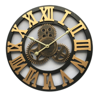 亞馬遜跨境裝飾墻貼時鐘壁掛鬧鐘工廠直銷復古齒輪掛鐘圓形鐘表
