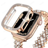 For apple watch case series 7 6 5 4 se 41mm 40mm 45mm 44mm PC Bling Diamond Case for iwatch No Screen Protector Frame bumper