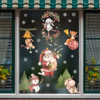 Christmas Window Stickers Santa Claus Elk Mirror Wall Sticker Merry Christmas Decorations Xmas Tree Glass Sticker New Year 2023