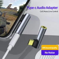 Type-C to 3.5mm Jack Adapter 90 Degree 3.5 MM Audio Earphone HiFi DAC Converter For Samsung Xiaomi HuaweiP30 Mate Type C Phones