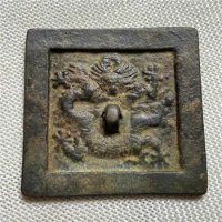 Bronze Crafts: Han Dynasty Green Rust Bronze Mirror Flying Dragon Wrapped with Thick Paste