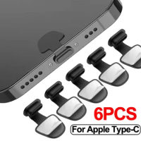 4/6PCS Mobile Phone Charging Port Anti-Dust Plug For iPhone Samsung Xiaomi USB Type C Port Protector Lossproof Dustplugs Cover