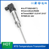 Temperature Measuring Insertion Type Pt100 Temperature Indicating Transmitter For Heavy Oil 4 20mA
