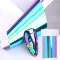 1 Box Aurora Colorful Nail Foils Gold Blue Mixed Colors Glass Paper Nail Transfer Decals for Nail DIY Design