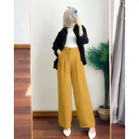 Celana Panjang Kiara Celana Kulot Crinkle Highwaist Wanita Kulot Panjang