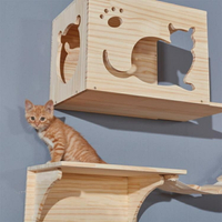 ~貓爬架壁掛式實木貓窩樹貓牆壁式跳台抓柱板木質牆上一體大型優貝 全館免運