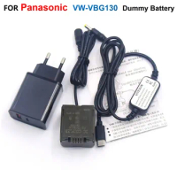 VW-VBG130 VBG6 Dummy Battery+PD Power Adapter+USB C Cable For Panasonic HS250 SD700 TM200 SDR-H20 HD