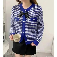 SWEATER RAJUT WANITA Sweater Cardigan Kancing Polet/Rajut Computer Pita Lucu Biru