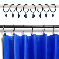 Metal Rustproof Curtain Rings Hook with Clips Home Window Accessories High Qaulity Shower Bath Curtain Rod Clips Window