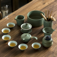 禪意功夫茶具套裝家用整套粗陶茶壺茶杯陶瓷辦公簡約泡茶套裝