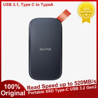 Original SanDisk Portable SSD Type-C USB 3.2 Gen2 480GB 1TB 2TB Solid State Disk Read Speed up to 520MB/s For PC Laptop Desktop
