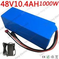 48V 500W 1000W Battery 48V 10AH Electric Bike Battery 48V 10Ah E-Bike Lithium ion Battery Pack with 30A BMS +2A Charger