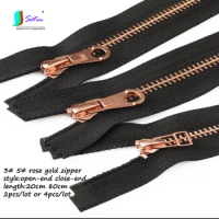 3# 5# Length 20cm 80cm Rose Gold Metal Copper Teeth Open-end Close-end Zipper DIY Hand Sewing Down Jacket Coat Decorative Zipper