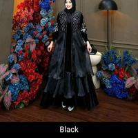 One Set Pakaian Wanita Veronika Set Outer Lady Velvet Bludru + Organza Mix Aksen LD 120cm PB 142cm B