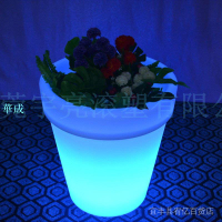 hp工廠LED發光園藝花盆滾塑膠智能創意落地情景燈裝飾圓口盆栽花瓶