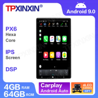 2din 13.6" Android 9 PX6 Tesla Style universal electronic adjustable front panel Car Auto Radio Multimedia Navigation Stereo GPS