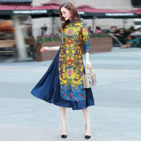 Vietnam ao dai Chinese traditional dress chinese dress qipao long Chinese cheongsam dress robe Lace Qipao Dress Q307