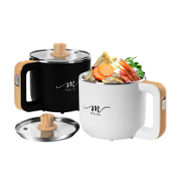 【MOLIJIA 魔力家】1.2L-M19 多功能美食料理電火快煮鍋-木紋款(BY011019)