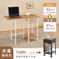 AAA 兩抽移動式折疊桌 - 2色可選 電腦桌/收納車/邊桌