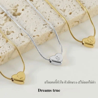 สร้อยคอจี้หัวใจสแตนเลส 18K จี้ตัวอักษร 45 เซนติเมตร หรา หรู คอ สร้อย