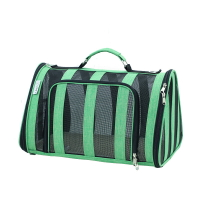 【優選百貨】寵物包包 夏季綠色全透氣透明網布手提貓包便攜可折疊寵物外出包