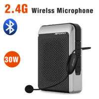30W 2.4G Professional Loudspeaker Wired/Wireless Microphone Bluetooth Speaker Teacher School Tour Guide FM Radio Megaphone