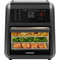 12-Quart 6-in-1 Air Fryer Oven with Digital Timer, Touchscreen, and 12 Presets - Family Size Countertop Convection Oven