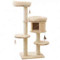 Large Solid Wood Cat Climbing Stand Wooden Sisal Column Cat Stand Cat Tree Cat Nest Integrated Sf