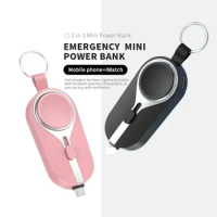 3000mAh Mini Emergency Power Bank Compatibility Keychain Powerbank with Wireless Charging for Watches IPhone Huawei Smart Phone