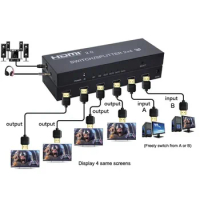 4K 60hz 3D 1x2 1x4 2x4 HDMI Switch Splitter HDMI 2.0 Video Converter for PS3 PS4 HD Camera Laptop PC To 2 3 4 TV Multi Monitors