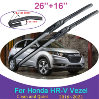 for Honda HR-V Vezel 2016 2017~2022 Frameless Silent Durable Rubber Wiper Snow Scraping Front Windshield Brushes Car Accessories