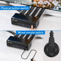 Efficient HDTV USB3.0 KVM Switchs for Multiple Monitors 8K@60Hz 4K@144Hz Triples Monitor KVM with 4 USB3.0 Port KVM Port
