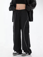 MESSAT STORE Y2K BAGGY PANTS CARGO/ BAGGY PANTS CELANA PARASUT PANJANG STRIP/ CELANA PARASUT PANJANG