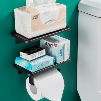 卷紙盒卷紙架衛生間免打孔廁所收納衛生紙巾盒掛式家用壁掛置物架