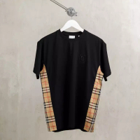 Burberry Kaos BURBERRY TAPE SIDE CHECK B POCKET BLACK TSHIRT 100% ORIGINAL