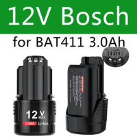 for BOSCH 12V 3.0Ah BAT411 Replacement Battery for 12V Bosch Battery BAT412A BAT413A D-70745GOP 2607336013 2607336014 PS20-2
