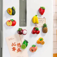 Resin Fruits Fridge Magnets 3D Fruit Magnets Sticker Refrigerator Stickers Creative Refrigerator Ornament