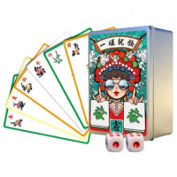 Travel Mahjong Sets 146pcs/set Mahjong Playing Cards Thicken Large Print Handheld Poker Waterproof Chinese Mah Jongg American