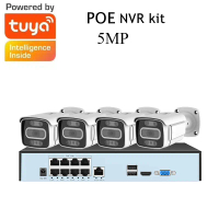 Tuya Smart Life 8CH 4 Camera 5MP POE Video Surveillance Kit Monitor NVR Camera CCTV Security Metal S