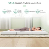 Folding Mattress Full Size, 4 Inch Responsive Comfort Foam Foldable Mattress Full with Breathable &amp; Washable Cover, White