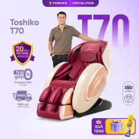 Ghế massage Toshiko T70 [Tặng xe đạp tập X9], công nghệ con lăn 4D cao cấp