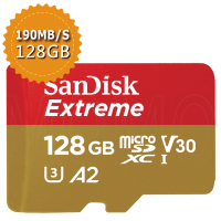 【SanDisk 晟碟】Extreme microSDXC V30 A2 128GB 190MB/s記憶卡(平行輸入)