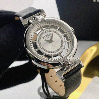 【VERSUS】VERSUS凡賽斯女錶型號VV00017(銀色錶面銀錶殼深黑色真皮皮革錶帶款)