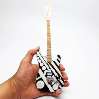 Miniatur Gitar Fender Stratocaster Motif Garis Putih