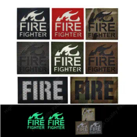 FIRE Mini Reflective Magic Sticker Glow in the Dark Firefighter Fire Fighter Rescue Team Tag Sewing Tactical Patch for Clothing